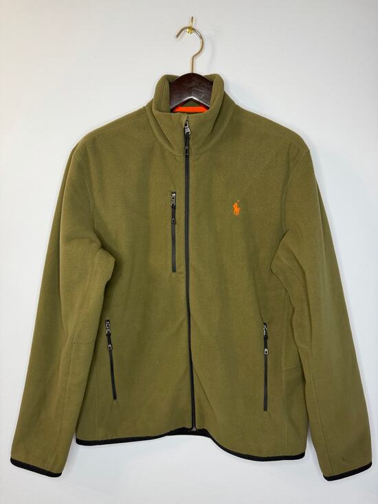 Polo Ralph Lauren Other - Polo Ralph Lauren Performance Olive Green Fleece Jacket Zip Orange Pony Men's M